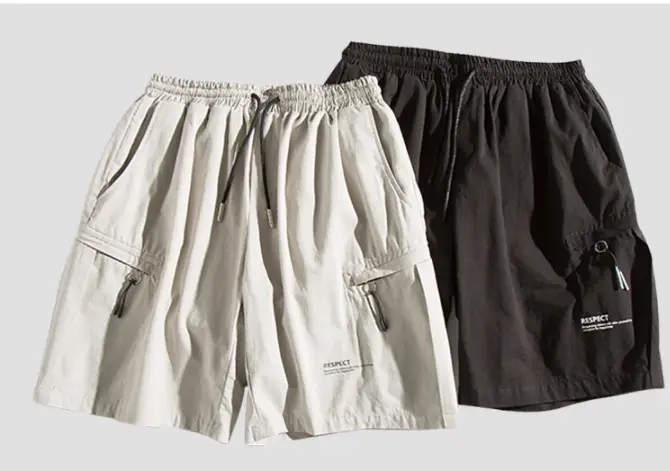 Summer Thin Men's Japanese Harajuku Style Retro Solid Color Casual Loose Shorts Pants