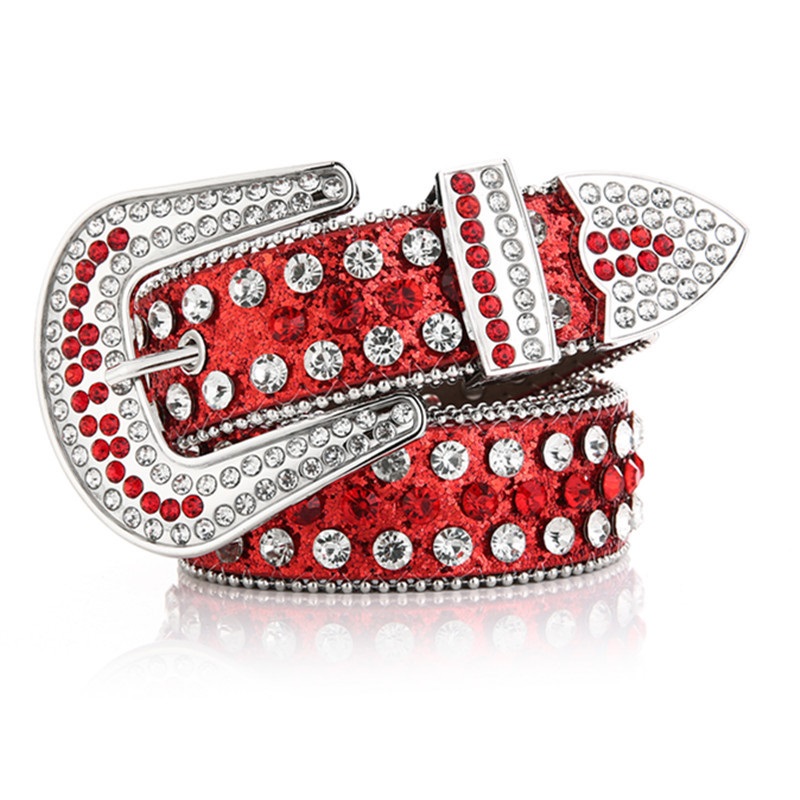 Fashion New Decorative Diamond Inlaid Women's Belt Red - Shop at LoveMi