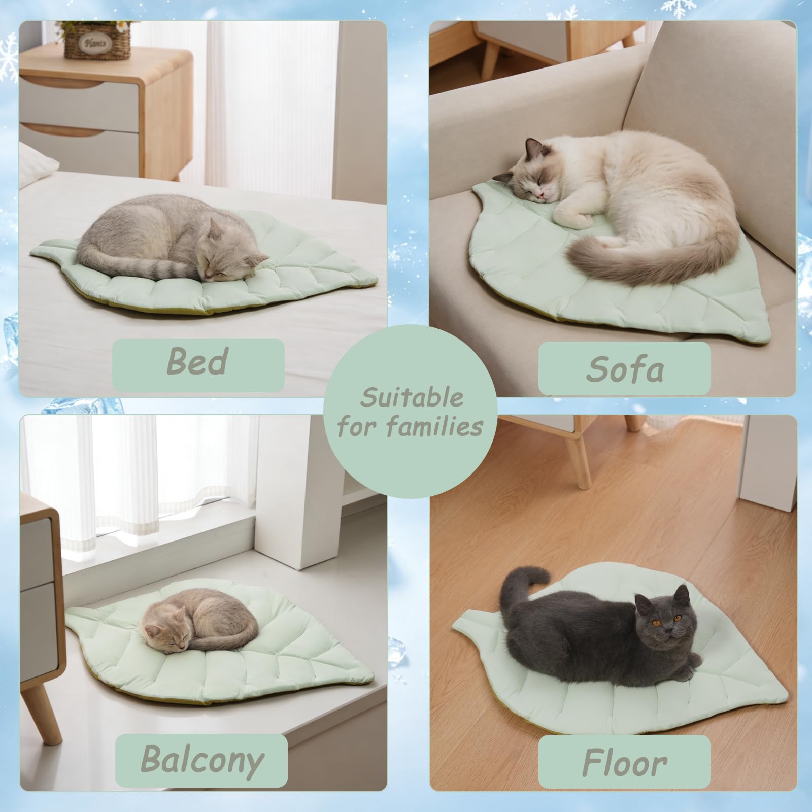 Cat Cooling Mat Cat Leaf Bed Mat Comfortable Soft Fabric Breathable Cozy For All Seasons  Ideal For Cats Small Pets thumbnail 3