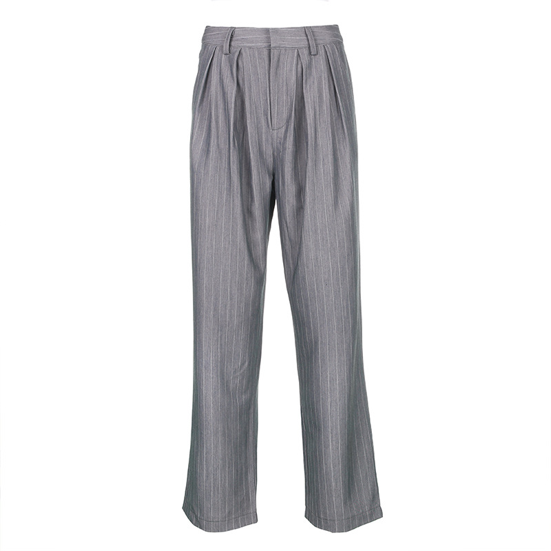 Title 11, High waist loose slimming striped suit pants