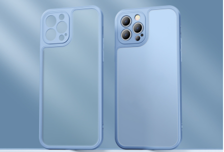 Coque de téléphone ultra-fine en silicone transparente dépolie – bleue – iPhone 13