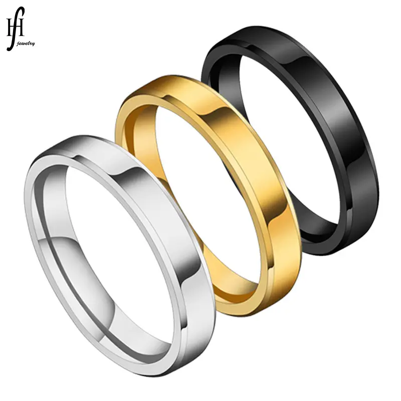 Stainless Steel 4MM Polished Beveled Edge Band