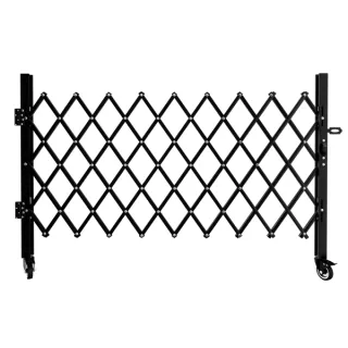 Foldable Security Gate, Expandable Safety Barrier With 360degree Swivel Casters Lockable Design, Portable Mobile Rolling Barricade For Garage, Warehouse, Driveway And Pool Areas 87