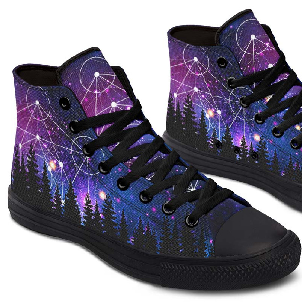 Fashion Printed Couple High Top Canvas Shoes