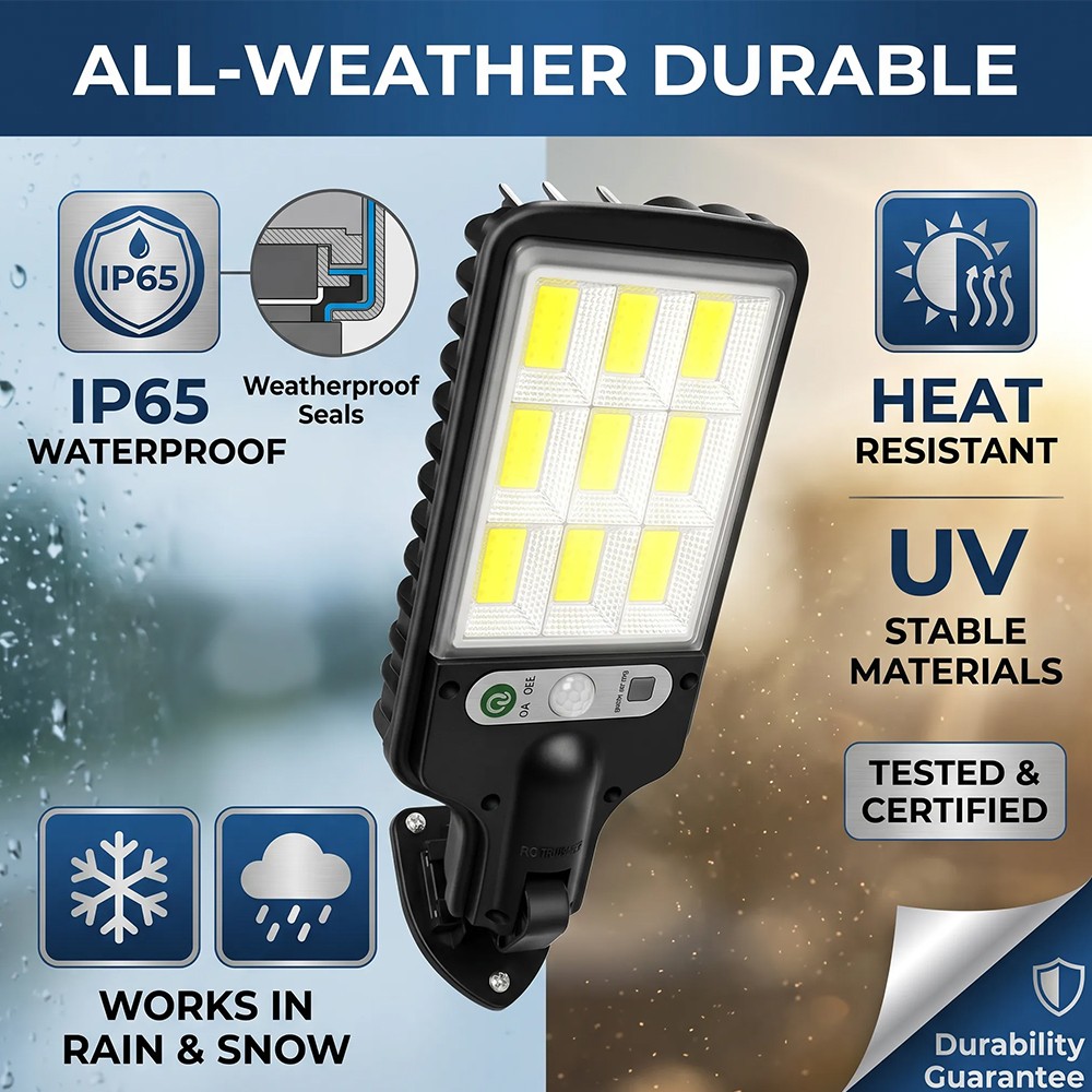 4PCS 6000W LED Solar PIR Motion Sensor Wall Light Security Garden Lamp WRemote