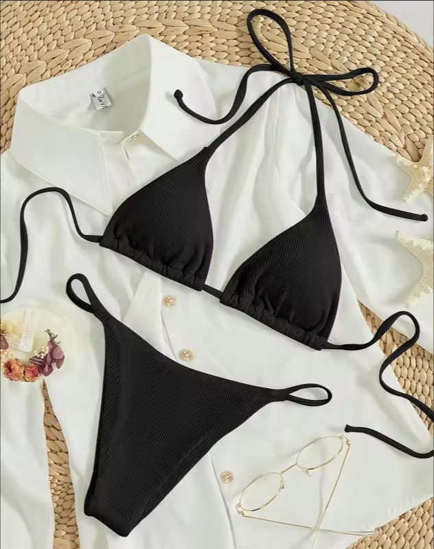 Factory Wholesale Women’s Sexy Small Rib Bikini Tie Bikini Set Two Piece Swimsuit Beach Wear