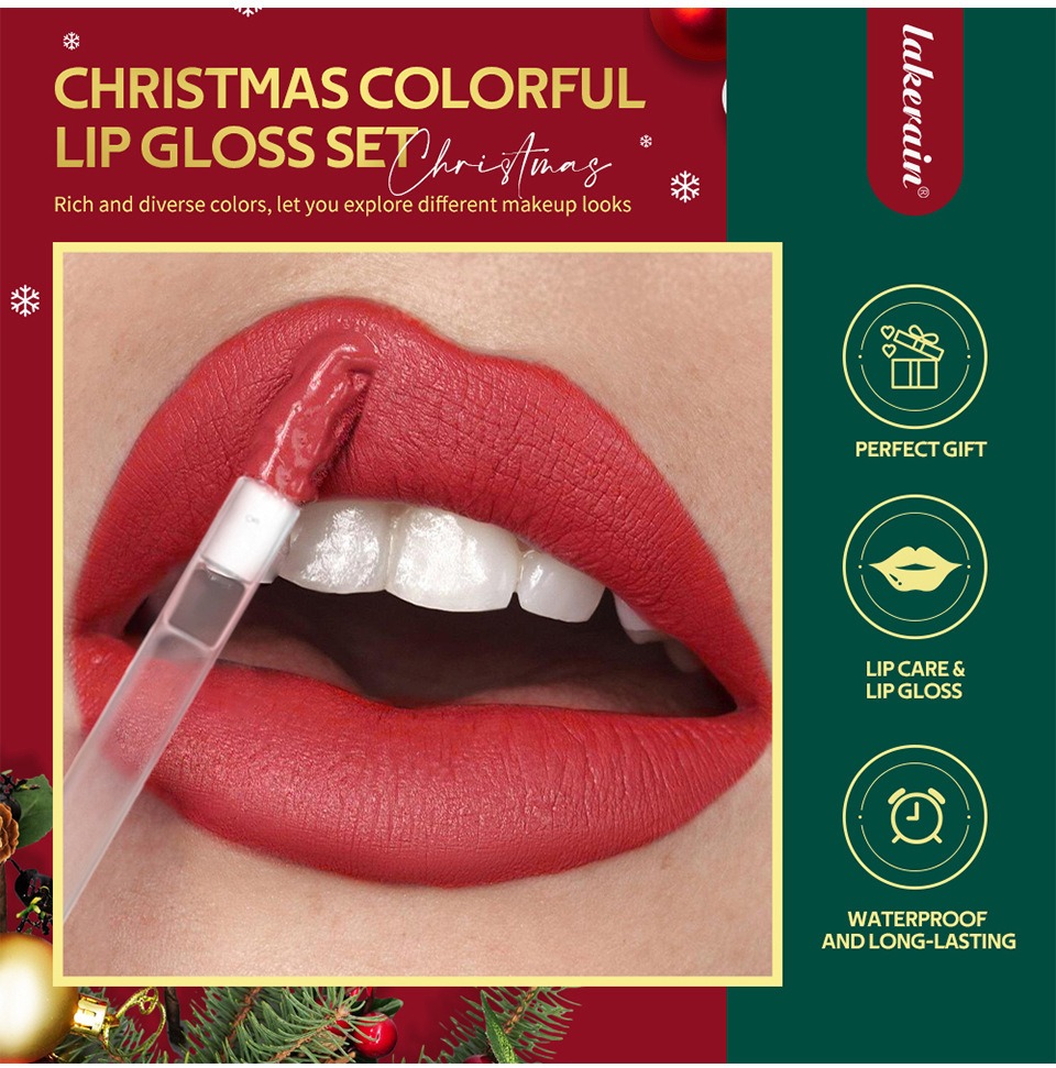 Christmas Gift Christmas Lip Gloss Set 6-Piece Red Matte Velvet Lip Gloss 5
