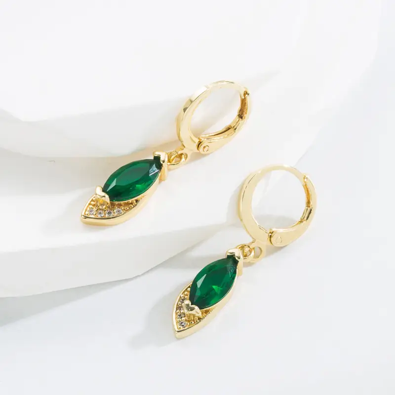 18k Gold Micro Zirconia Creative Geometric Earrings