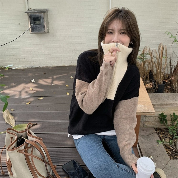 Zip Turtleneck Sweater Women's Outer Top