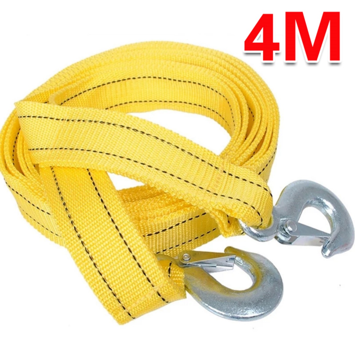 4M Heavy Duty 3 Ton Car Tow Cable Towing Pull-Rope Strap Hooks Van Road Recovery — image 3