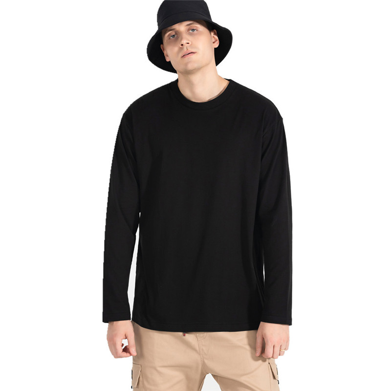 Men's Autumn Clothes Round Neck Long Sleeve T-shirt Loose Cotton Singlet