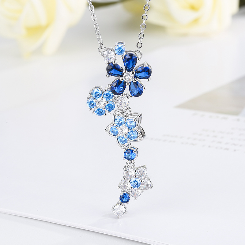 New Arrival Jewelry Set For Women, Flower Simulated Zirconia Bracelet & Clavicle Necklace, Elegant Light Luxury Versatile Fashion Accessories — view 2