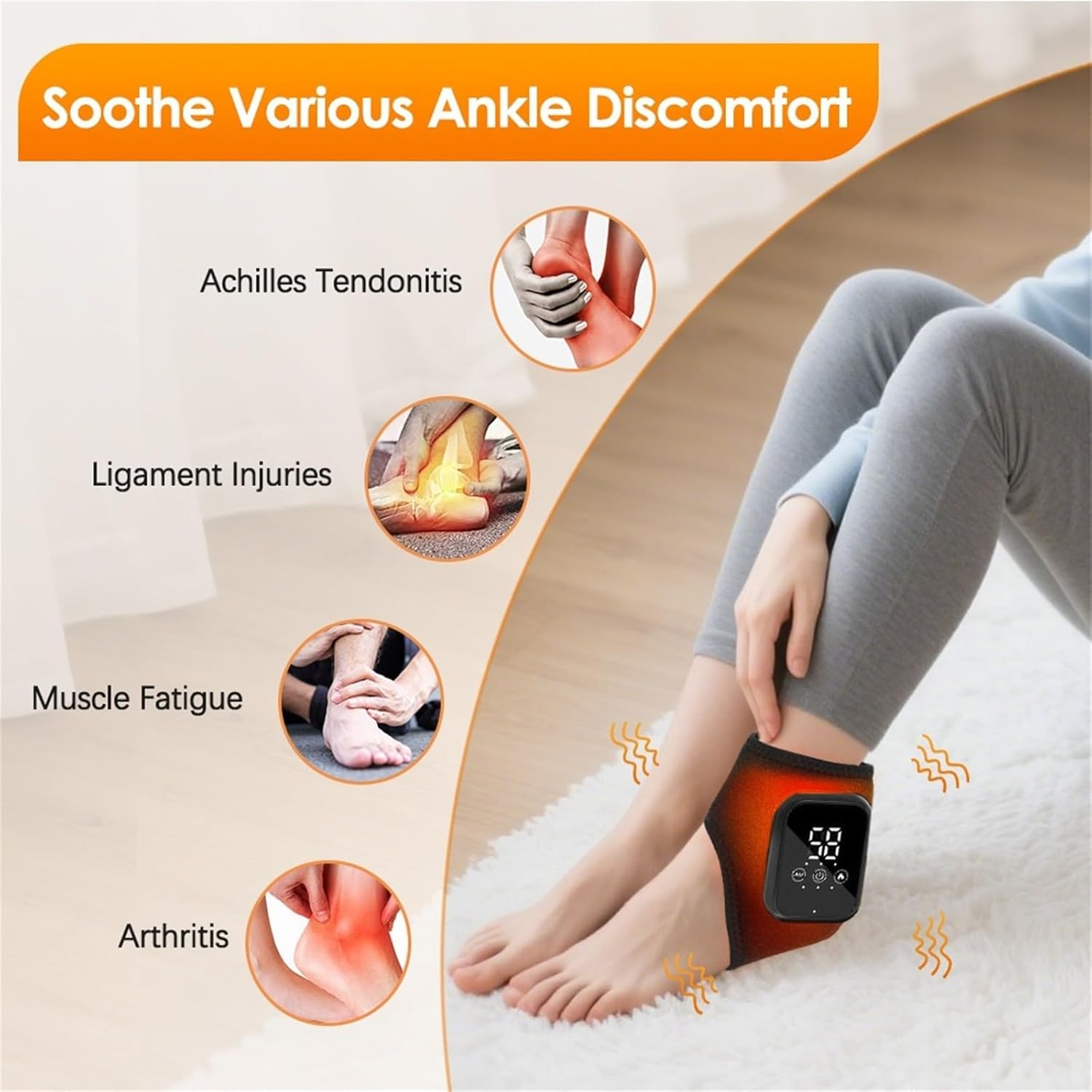 Cordless Ankle Massager With Heat, Heating Pad Massage, Rechargeable Heated — image 5