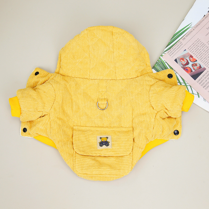 Winter Cotton padded Jacket With Traction Rope And Pull Ring Teddy Bear Autumn And Winter Cute Cotton padded Jacket Yellow - Shop at LoveMi