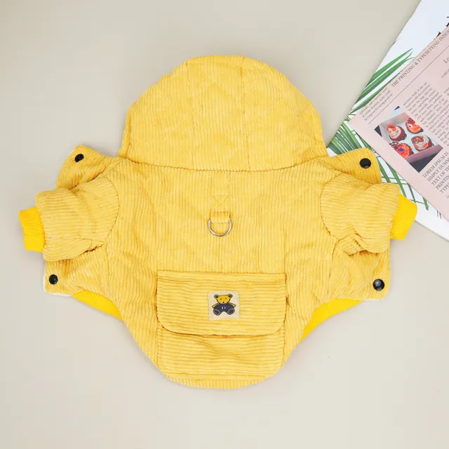 Winter Cotton padded Jacket With Traction Rope And Pull Ring Teddy Bear Autumn And Winter Cute Cotton padded Jacket Yellow - Shop at LoveMi