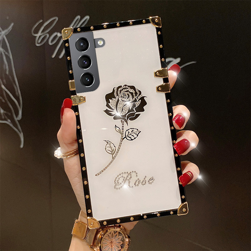 Title 2, Diamond Rose Square Phone Case voor S22PLUS, st...