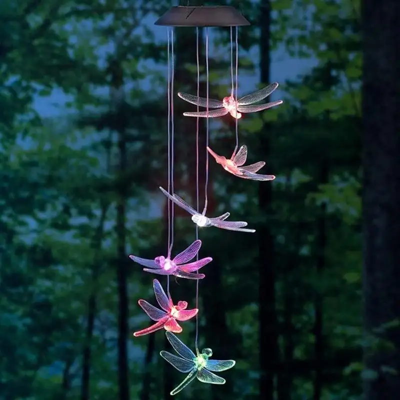 Solar Wind Chimes Light Rice Pellet Ball Hummingbird Color