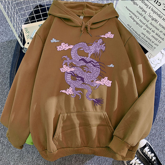 Title 13, Purple Dragon Cloud Printed Hooded Hoodie