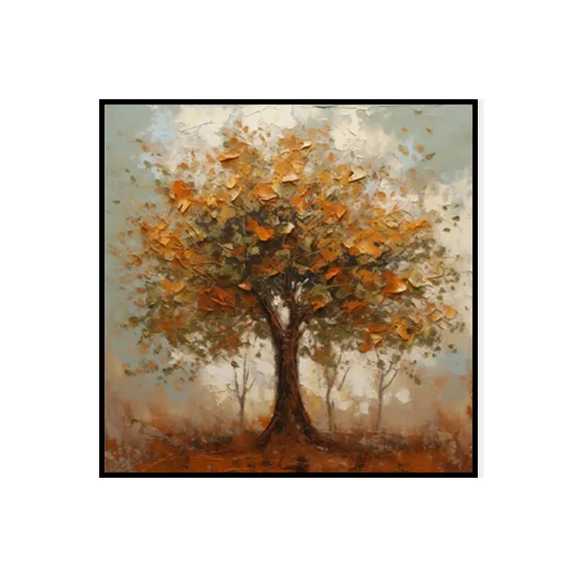 Handmade Oil Painting Canvas Wall Art Decoration Modern Orange Autumn Trees Abstract Square Home Dining Room Bedroom Decor Rolled Frameless Unstret... Without Inner Frame - Shop at LoveMi