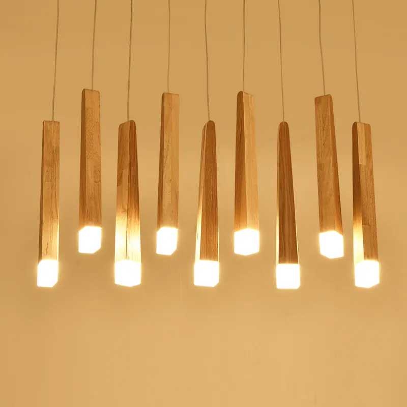 Nordic Solid Wood Matchstick Wooden Strip Pendant