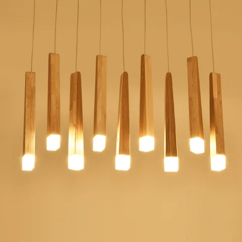 Nordic Solid Wood Matchstick Wooden Strip Pendant Light Post