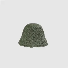 Summer Sun Protection Lace Straw Bucket Hat - Army Green - View 1