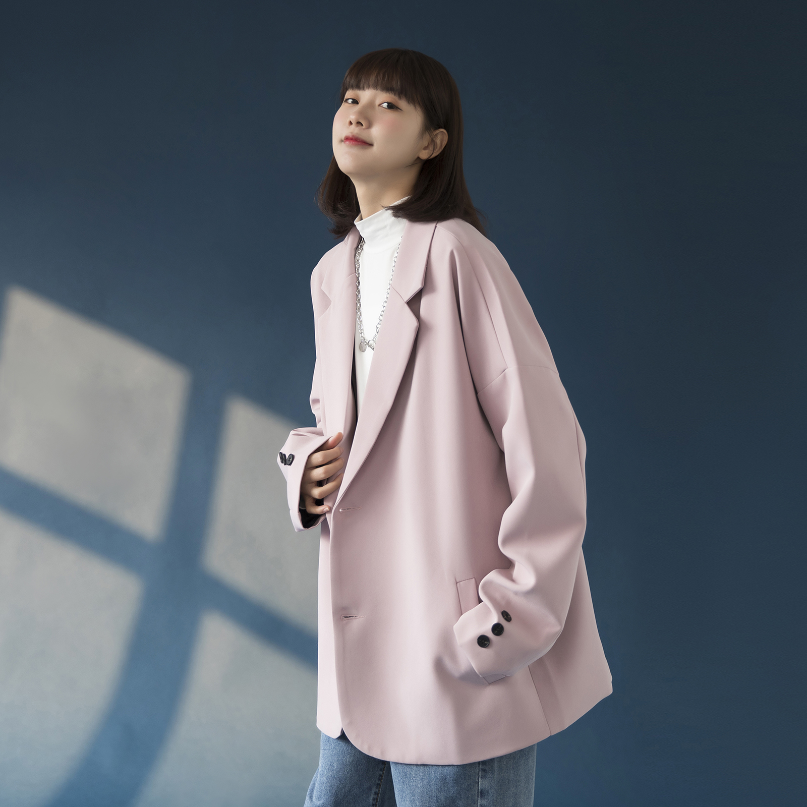 Blue Suit Original Niche Spring And Autumn Age Reduction Design Sense Loose Suit Jacket Women Pink - Shop at LoveMi