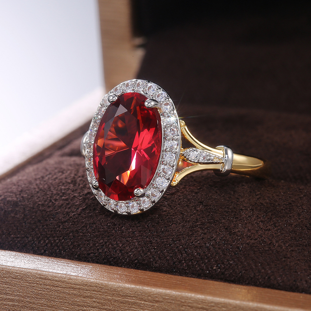 Classic Women's Pomegranate Jacinth Two Color Ring