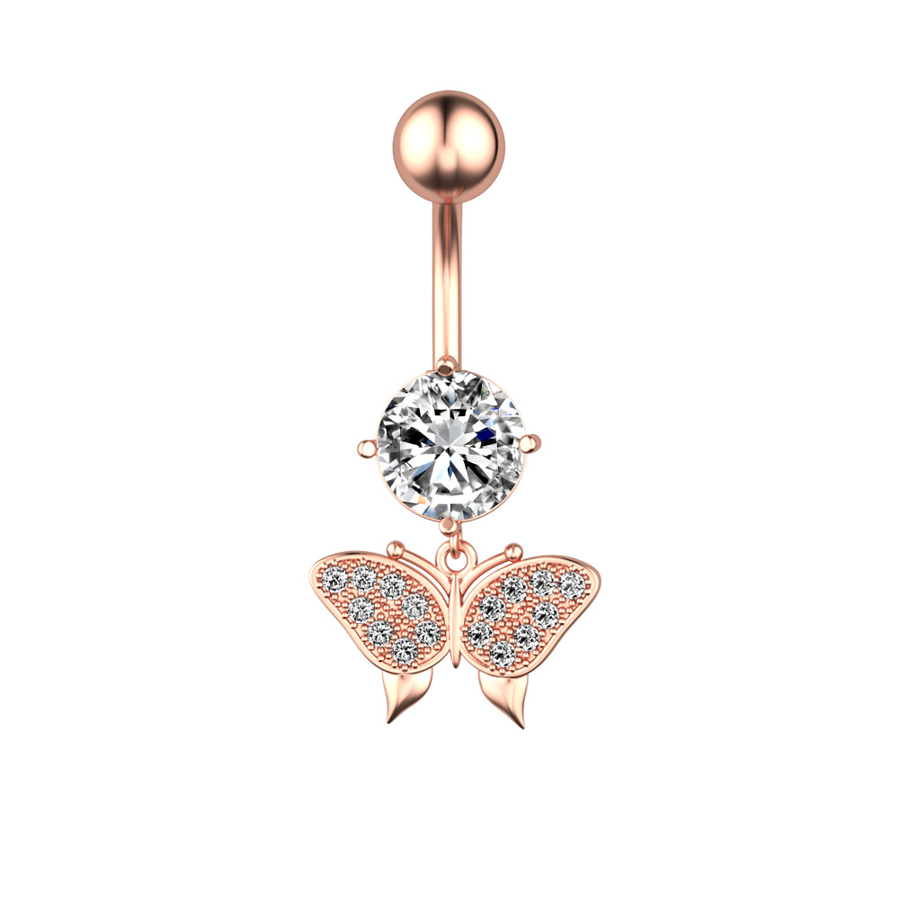 Title 1, New Butterfly Zircon Belly Button Ring Belly Bu...