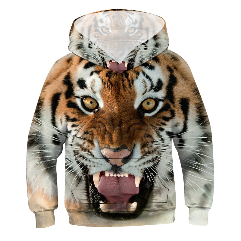 Men's Fashion Casual Animal Digital Print Hooded Sweatshirt