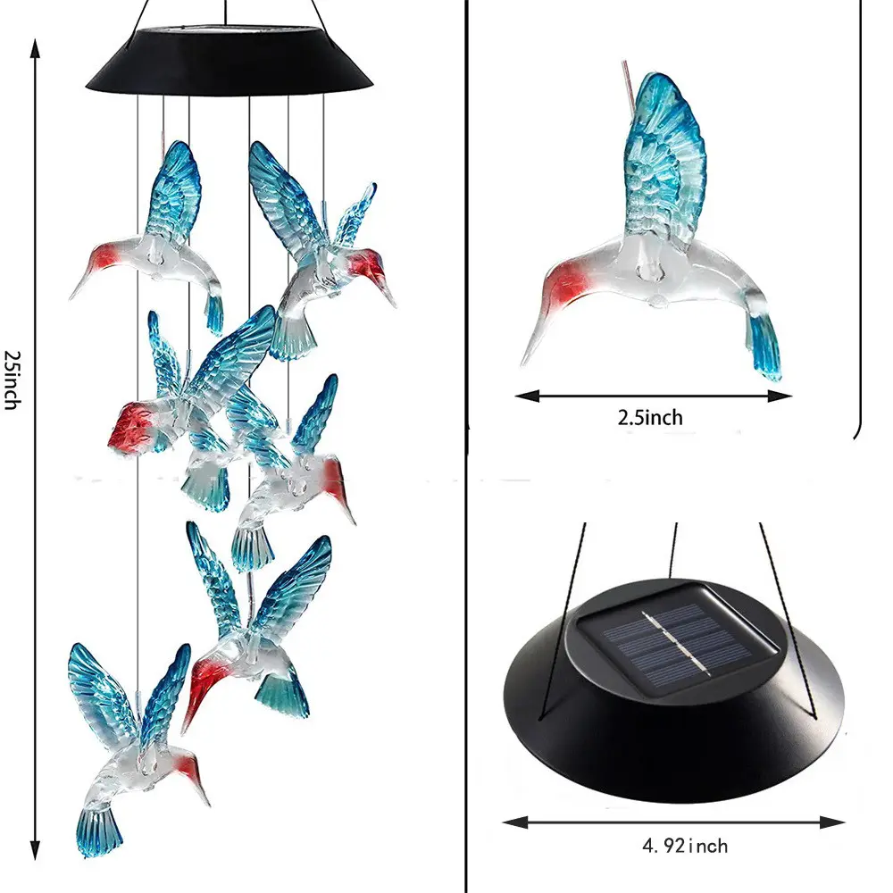 Outdoor Patio Solar Hummingbird Models Garden Decorative