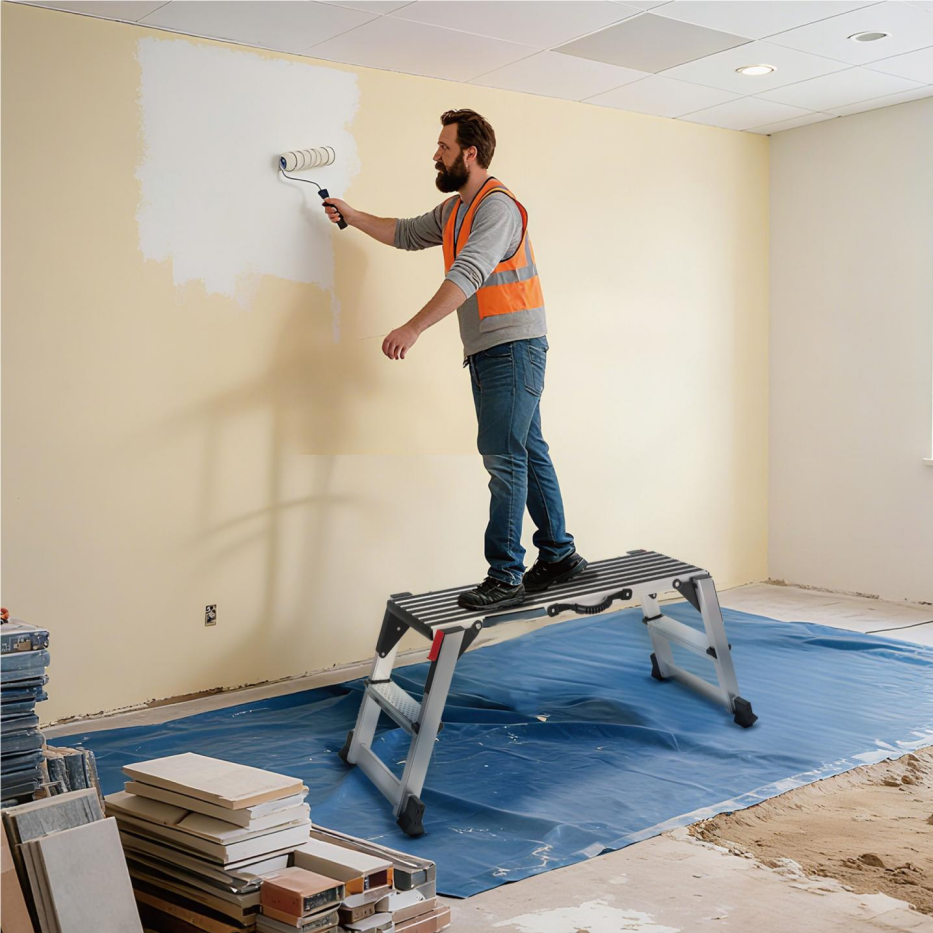 Folding Work Platform, Aluminum Drywall Stool Ladder, 660 Lbs Load Capacity... 10