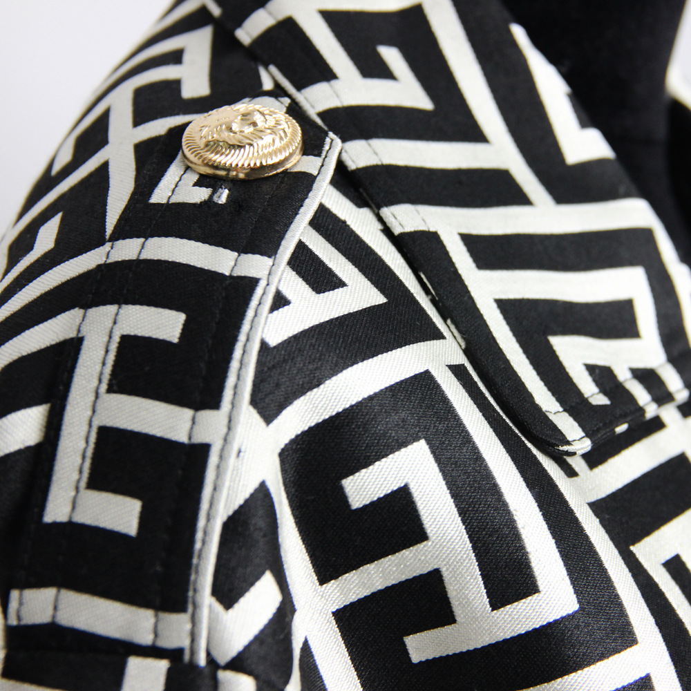 Printed Medium-long Black Trench Coat - Image 7