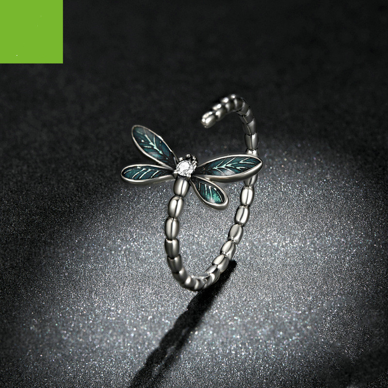 Title 3, Blue Oil Dripping Gorgeous Dragonfly Ring