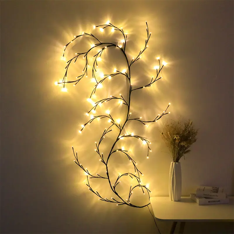 LED Light String Arrangement Colored Rattan Room