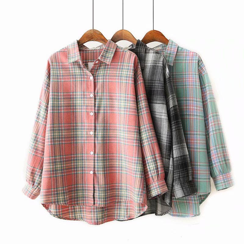 Title 7, Large Retro Long-sleeved Plaid Shirt