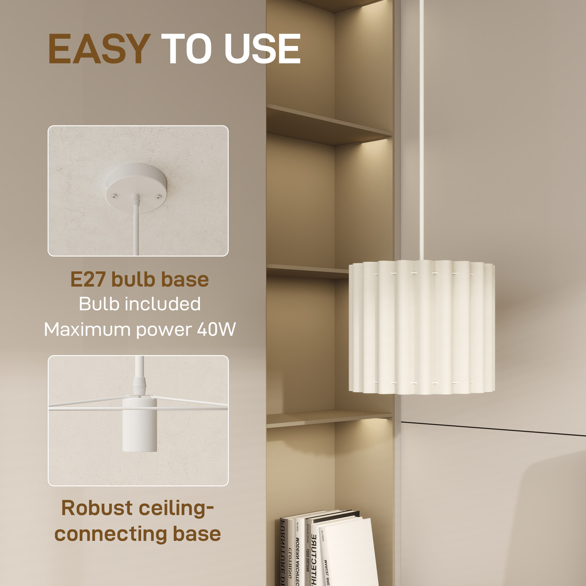Linen Pendant Light, Bedside Ceiling E27 Bulb, Modern Style, Suitable — image 6