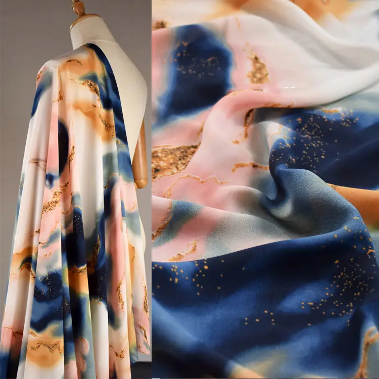 Stretch Crepe De Chine Chiffon Dress Gown