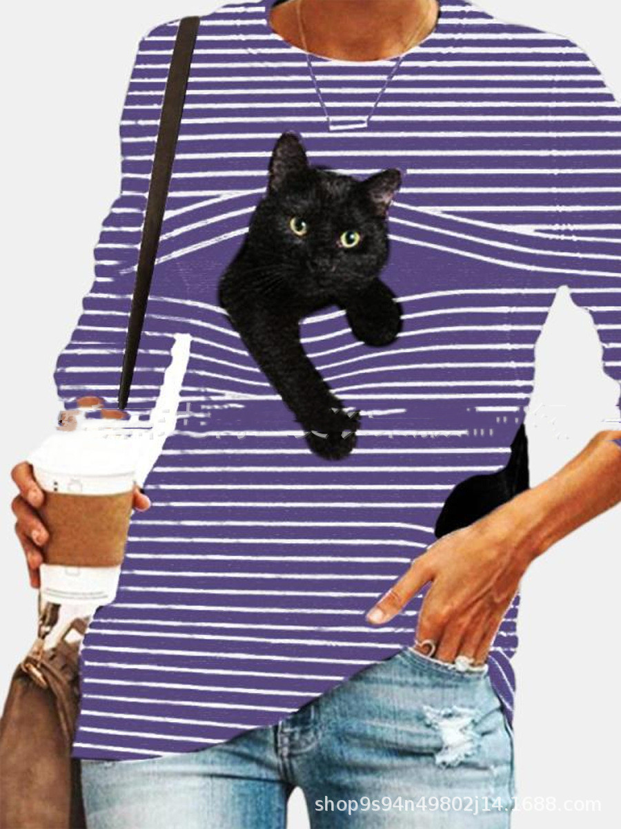 Cat Print Fashion Casual Long Sleeve