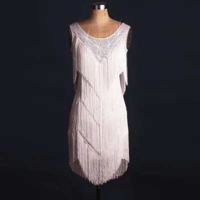 Latin Dance Competition Costume Three step Square Dance Dress White - Shop at LoveMi