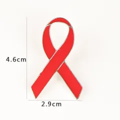 Red Ribbon Brooch Badge Campaign Promotion - Red L - View 1