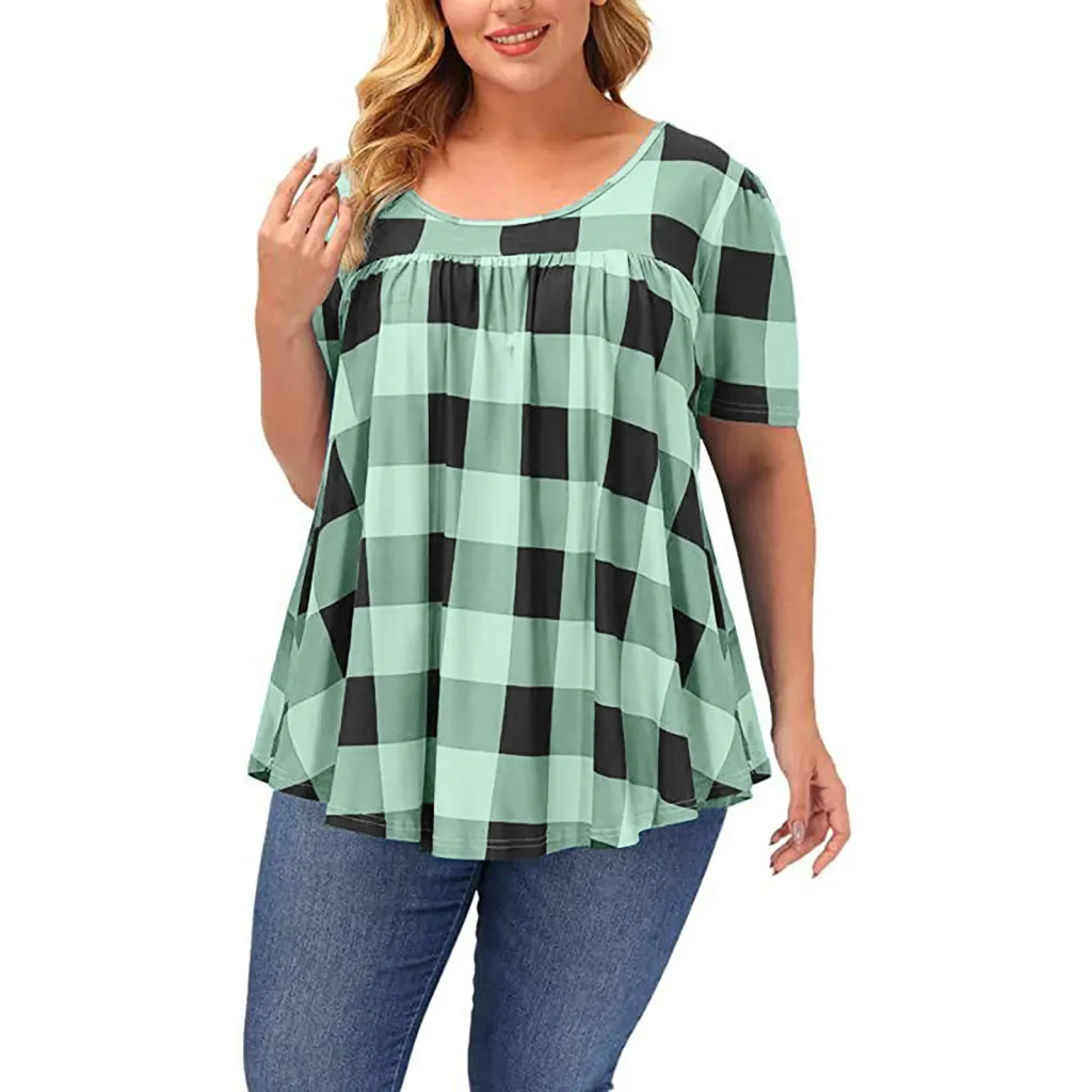Women's Short Sleeve Round Neck Loose Printed T-Shirt - Light Green