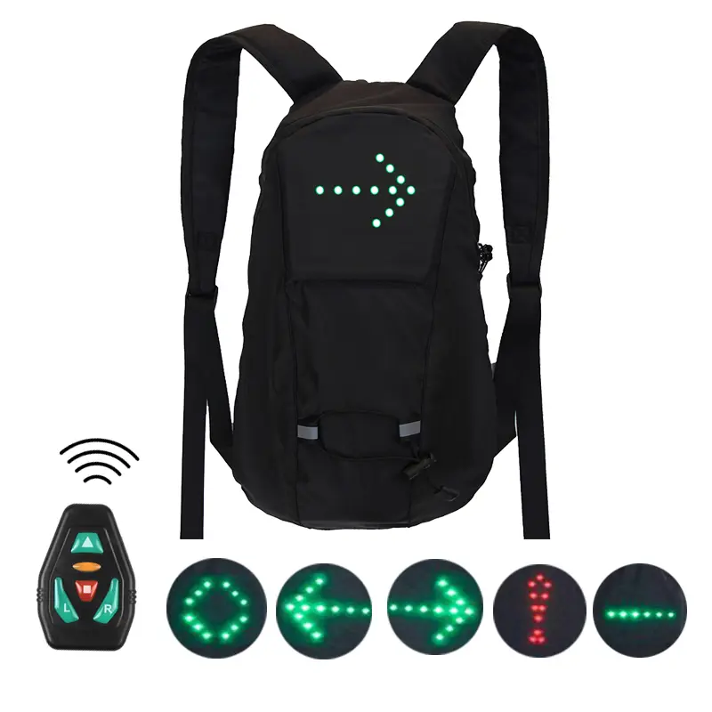 Outdoor LED Riding Light Backpack, Remote Control Directional Light Riding Bag, Adjustable Bicycle Bag Accessory Guide Light Suitable For Night Running And Ridi