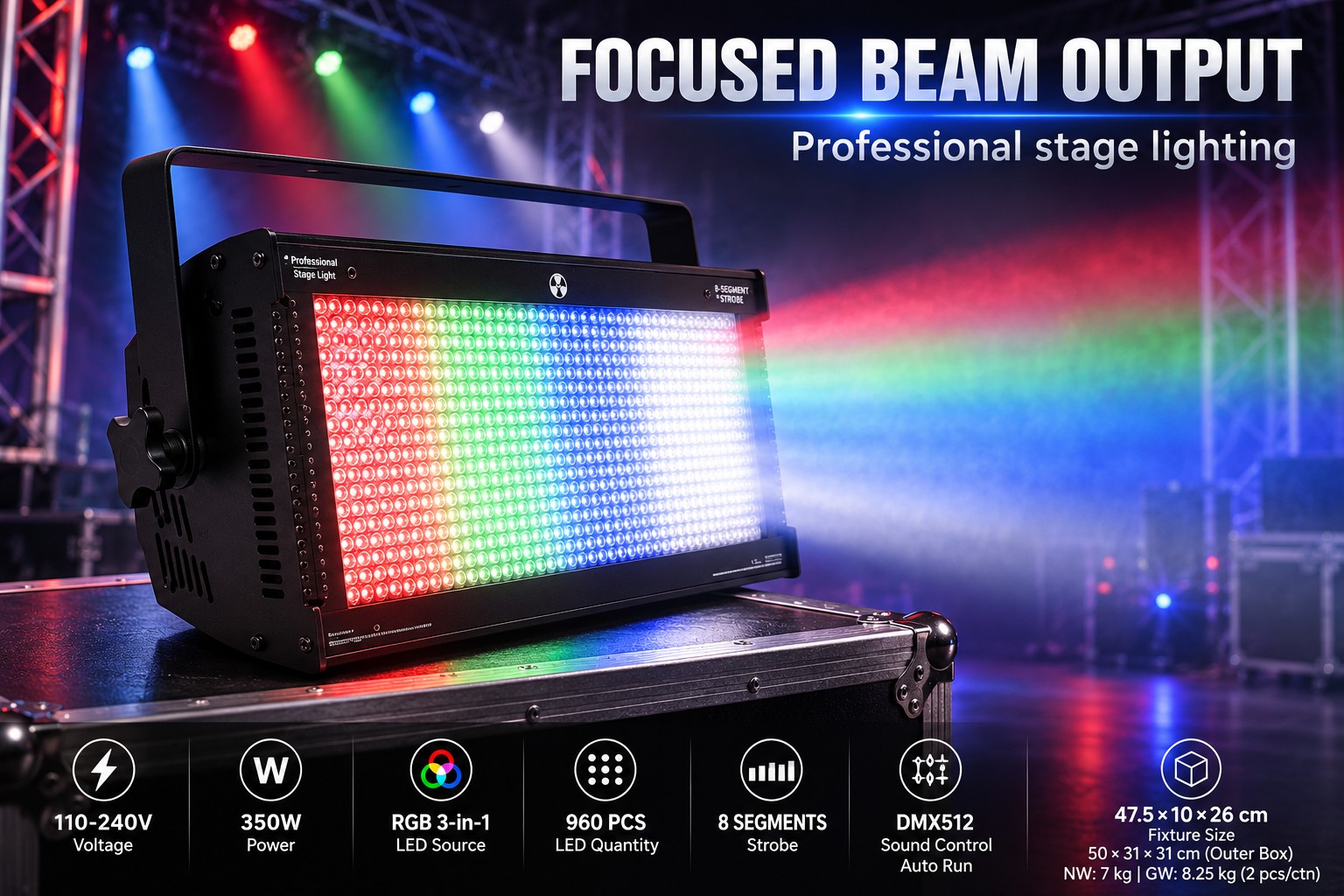 LAMPĂ de lucru LED 8 Lampă portabilă de exterior cu sursă de alimentare RGB 350W cu corp de iluminat eficient din punct de vedere energetic