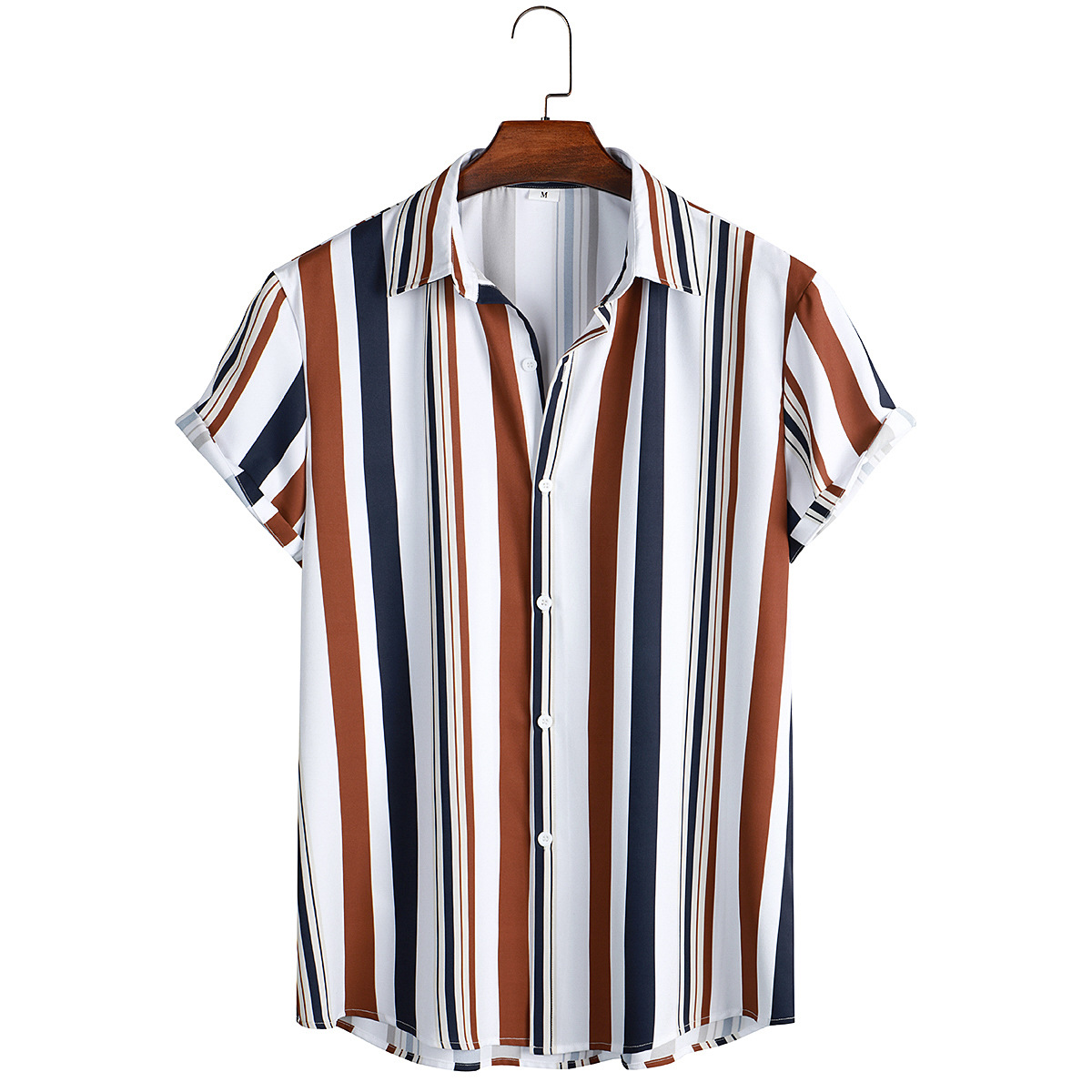 Title 16, Mens striped casual shirt with digital printin...