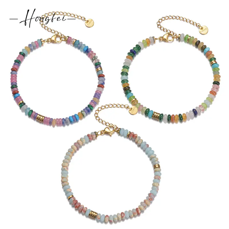 Boho Stainless Steel Natural Stone Beaded Bracelet