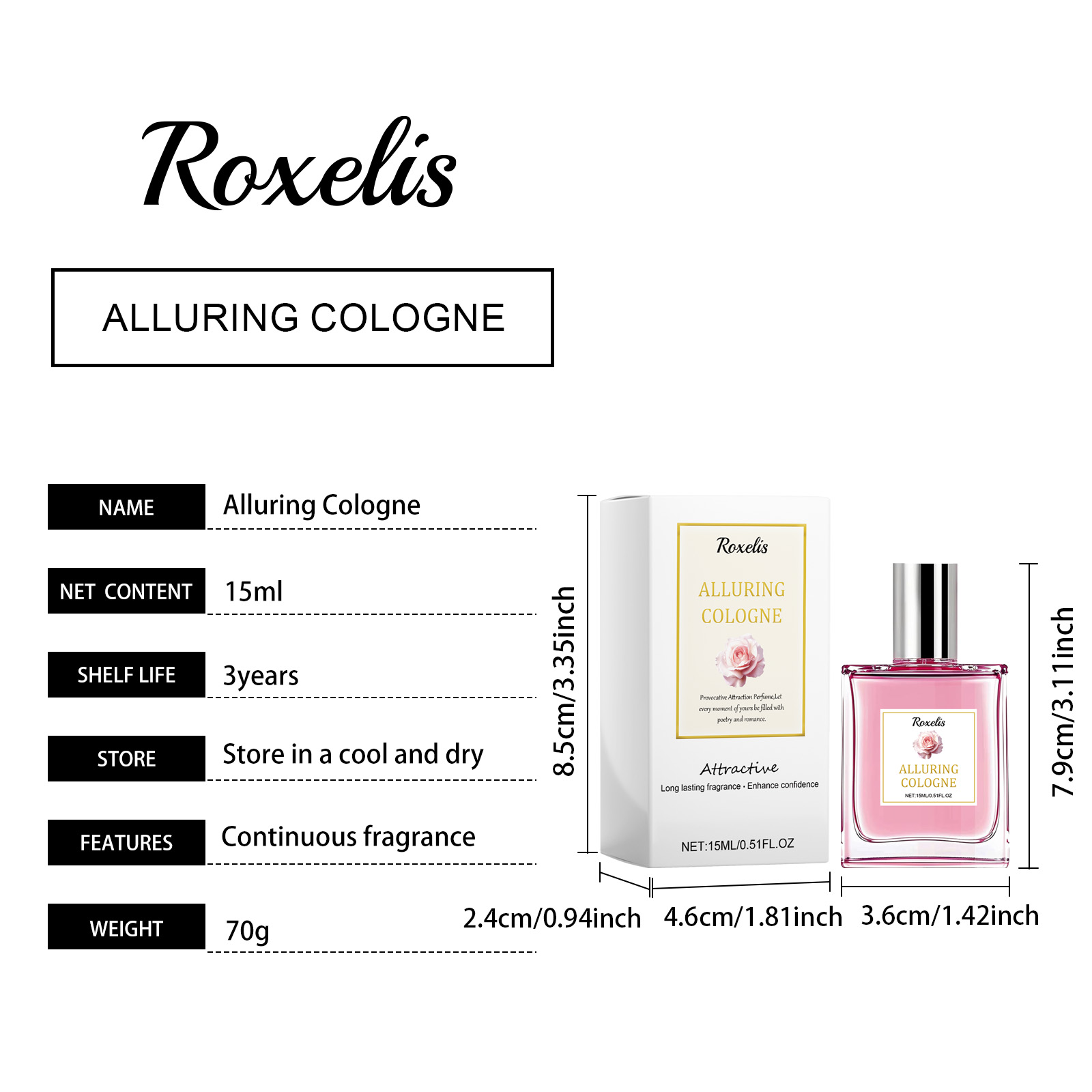 Rose warm floral perfume with long-lasting fragrance, 15ML. A blend of rose absolute, red currant & patchouli Rose is alluring, feminine, blushing, modern and playful. It delivers a light, refreshing way to fragrance. From Day to Night - Whether you're he