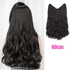 Women's Long One-piece Seamless Long Curly Wig Patch - Big Wave 60Cm Natural Black - View 1