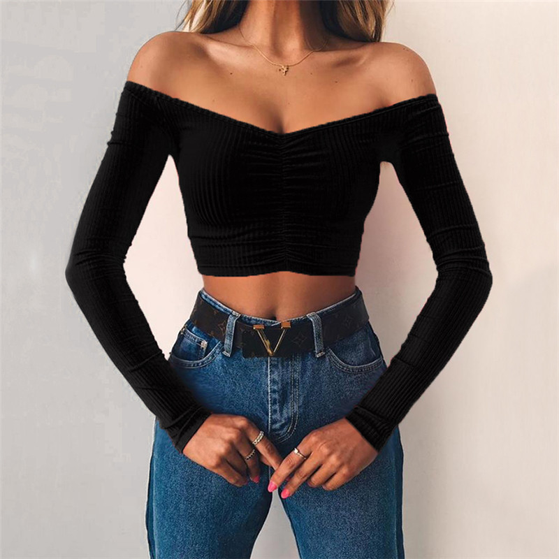 Short Shoulder Slim Cropped T-shirt