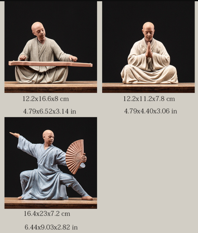 Handmade Purple Sand Monk Shaped Ceramic Decorative Ornament - 7